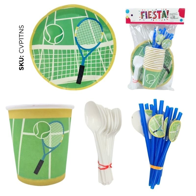 SET PLATO-CUBIERTOS TENNIS X12U