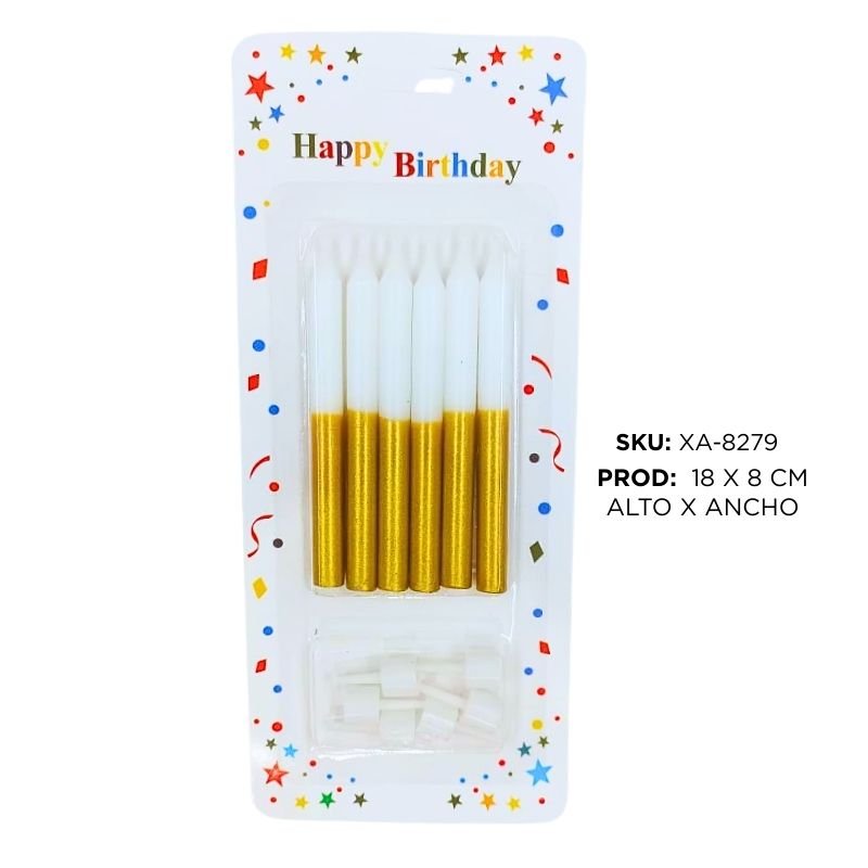 SET VELA BLAN/DOR 6PCS X288B