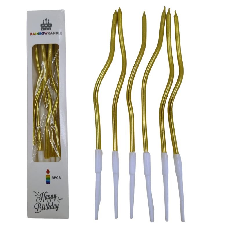 SET VELA CURVA DORADA X6 UNDS