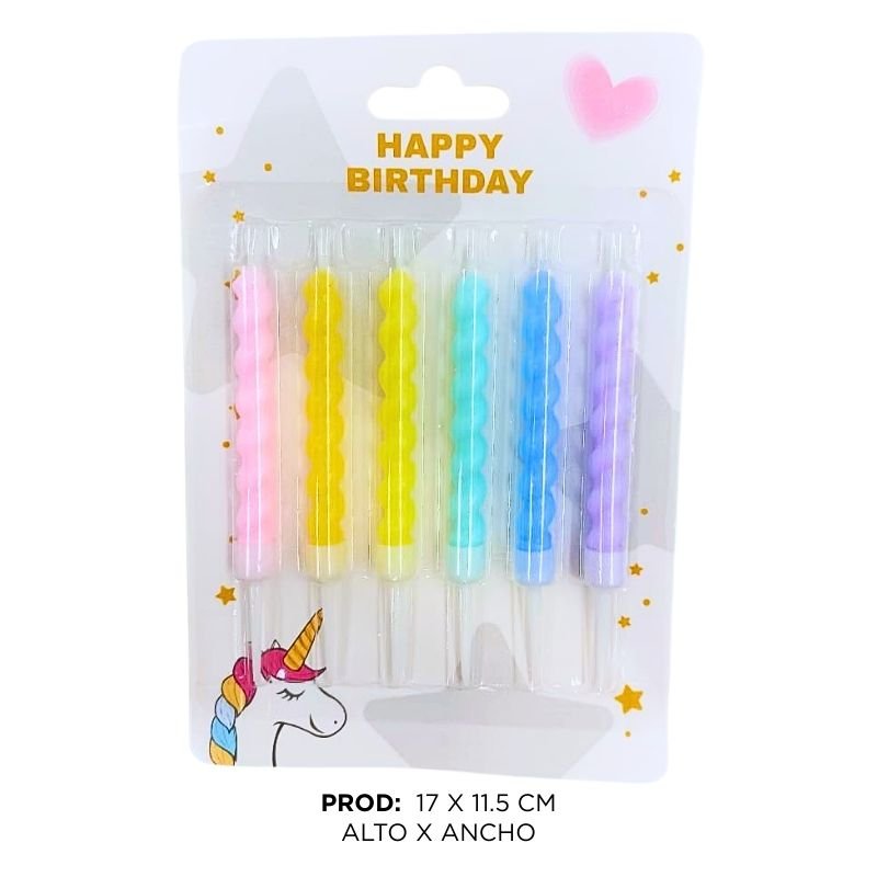 SET VELA ESPIRAL COL/PAS 6PCS X360B