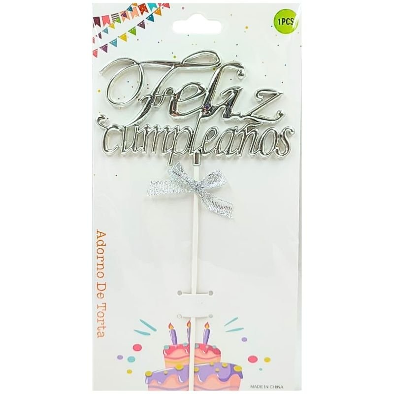 TOPPER FELIZ/CUMPLE PLATEADO REF: 11J7K-5