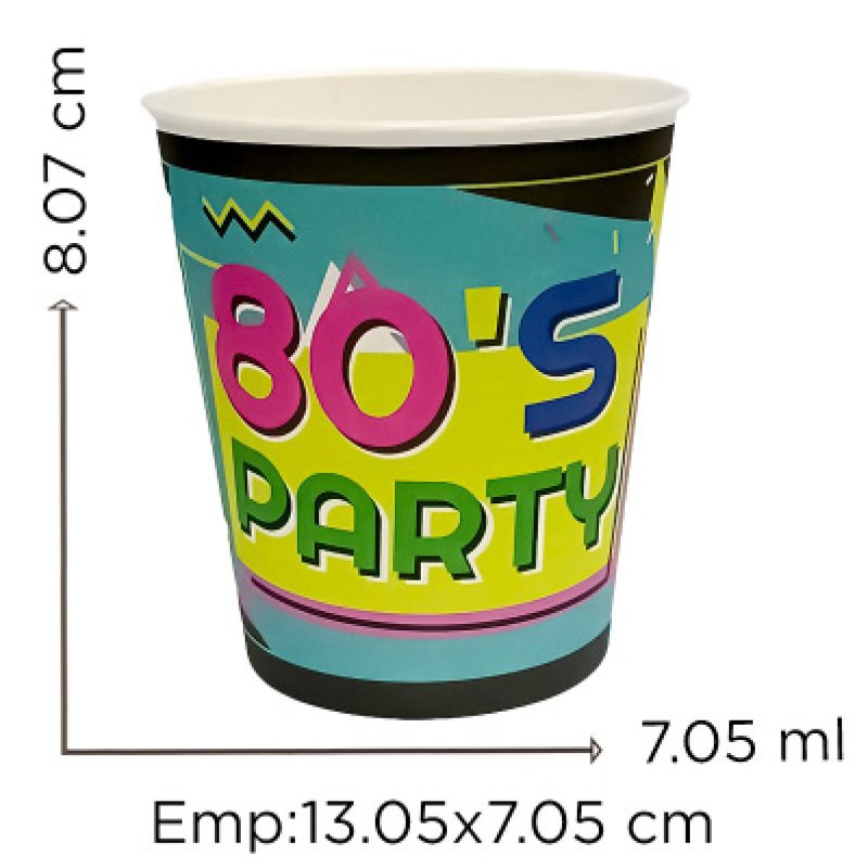 VASO 9OZ 80´S PARTY X10 X240B