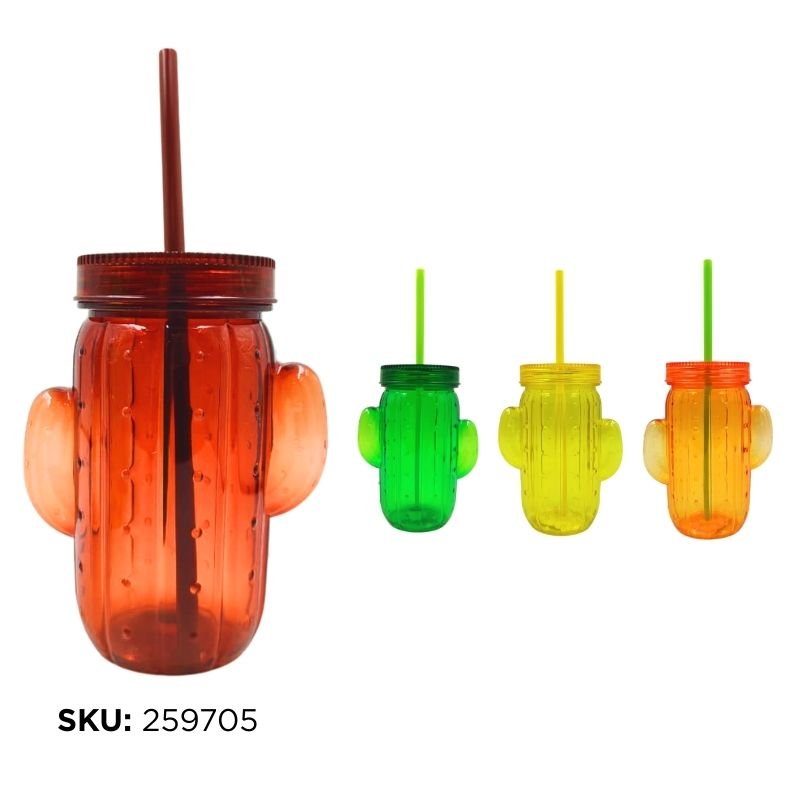 VASO PLAST. CACTUS C/ SORBETE 5 COLOR REF:AK715