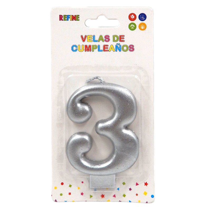 VELA #3 PLATA CROMADA