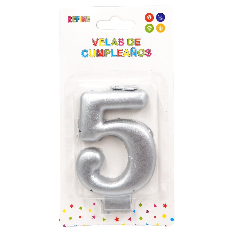 VELA #5 PLATA CROMADA