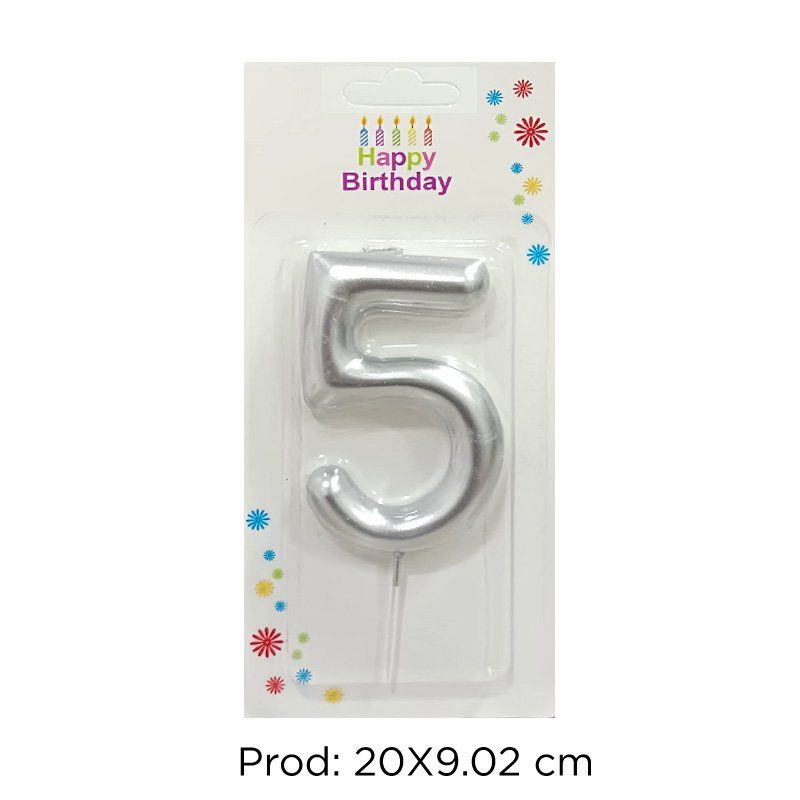 VELA #5 PLATA CROMADA