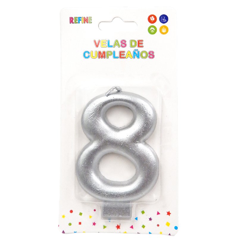 VELA #8 PLATA CROMADA