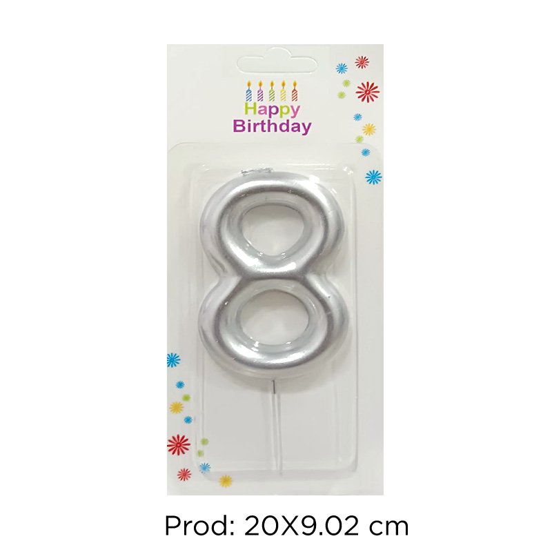 VELA #8 PLATA CROMADA
