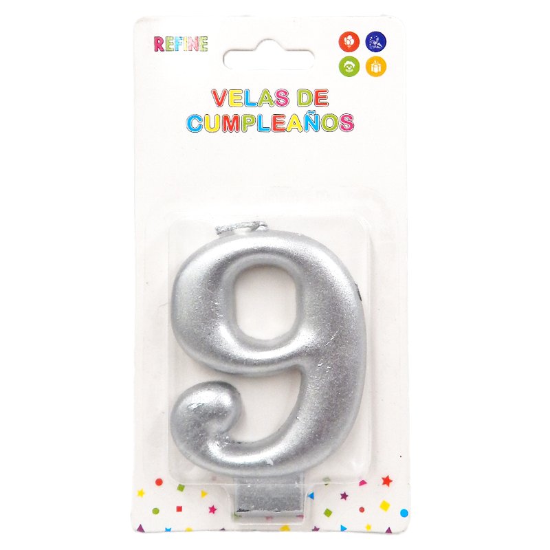 VELA #9 PLATA CROMADA