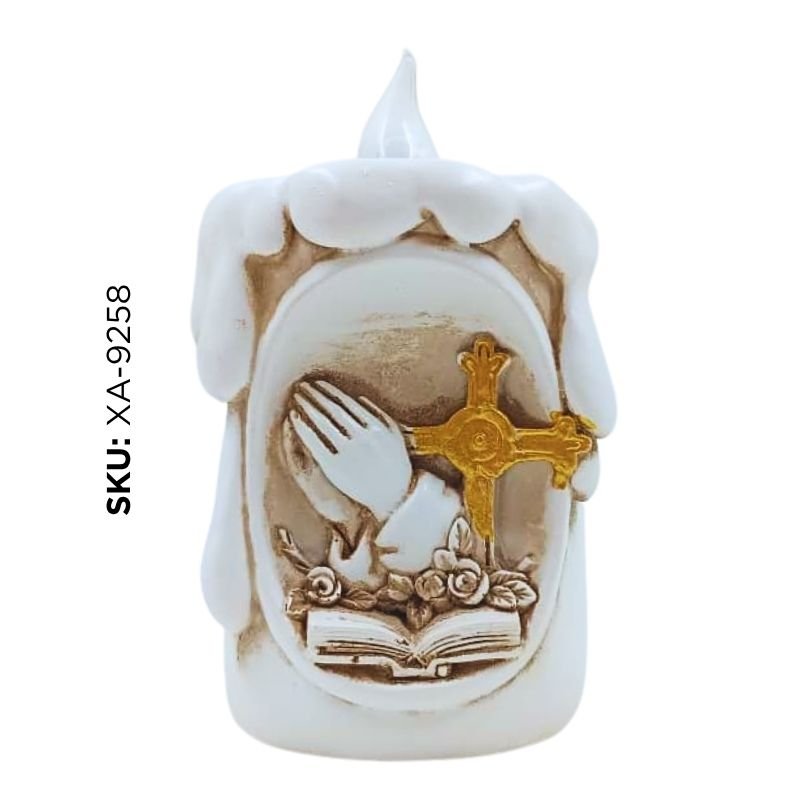 VELA LED RELIGIOSO RESINA BLANCO XU X120B