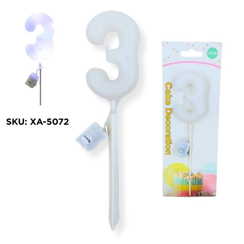 VELA NUM. 3 BLANCO LED