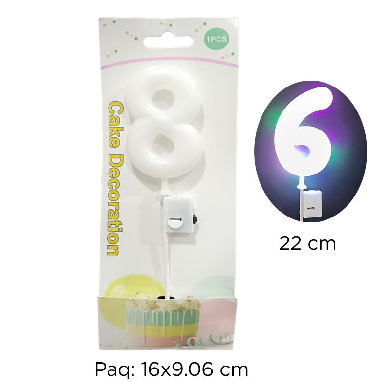 VELA NUM. 8 BLANCO LED
