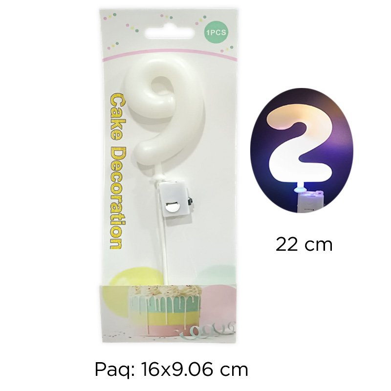 VELA NUM. 9 BLANCO LED
