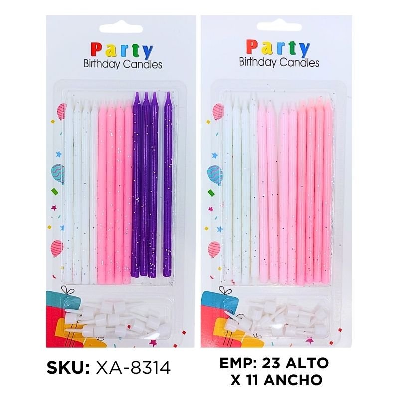 VELAS PALITO BRILLOS 12PCS 12 2MOD BX288