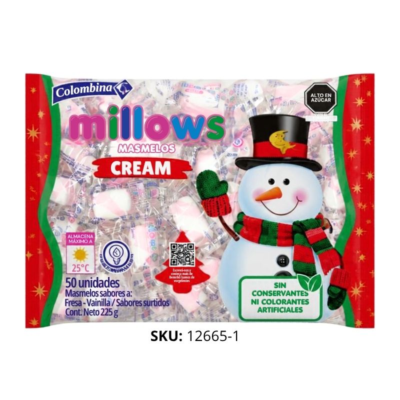 MARSHMELLOWS MILLOWS CREAM NAVIDAD X50 UNDS