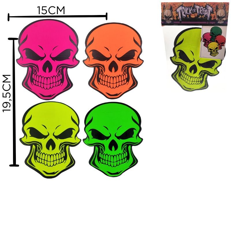 APLIQUE CALAVERA NEON HALLOW V/C X8PCS XU