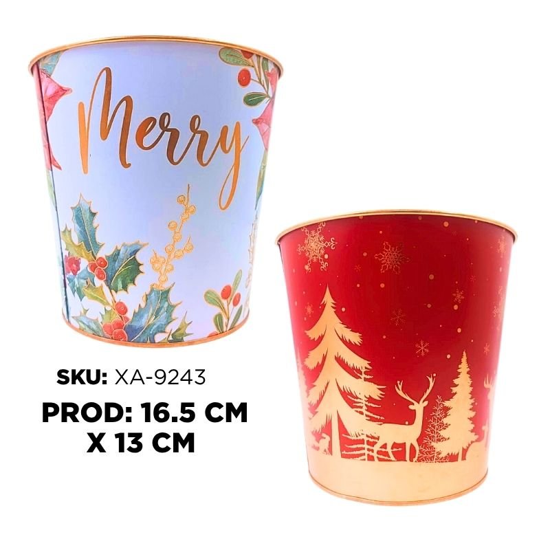 BALDE METAL NAVIDEÑO GDE ROJO/BLANCO BX48