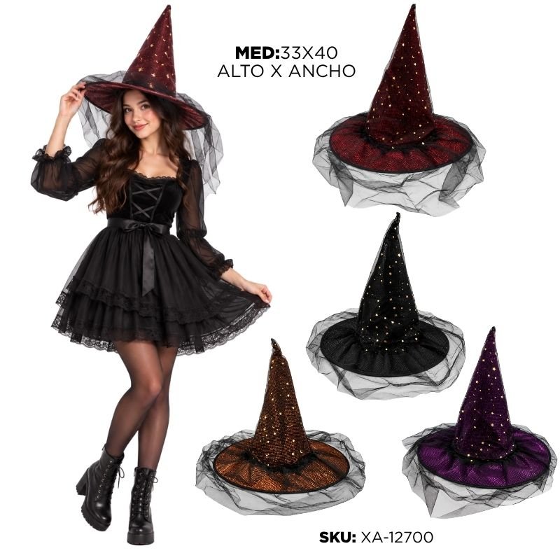 SOMBREROS BRUJAS V/COLORES XU X300B