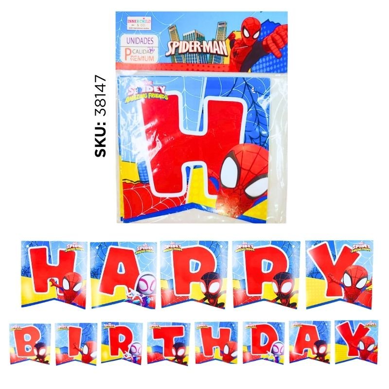 BANDERIN CUAD. H/B SPIDEY (UNI)
