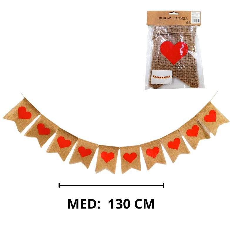 BANDERIN YUTE CORAZON 10PZS X200B